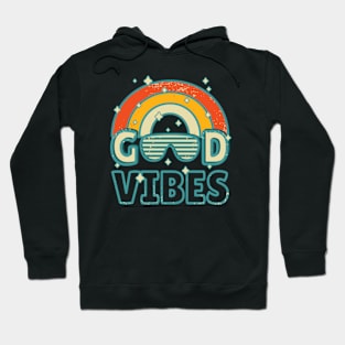 Good Vibes | Retro | Rainbow | 70s | Sunglasses Hoodie